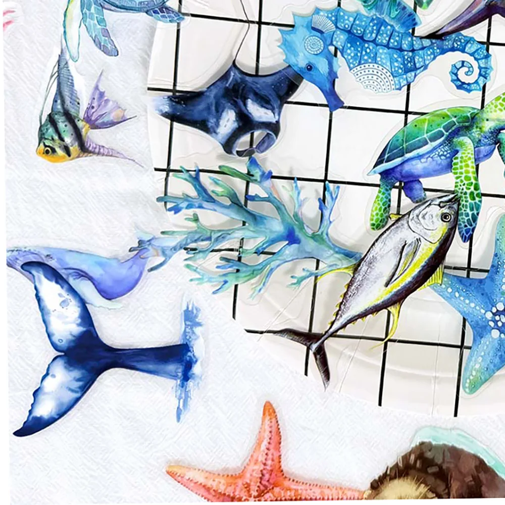 

10/50PCS Transparent Sticker Marine Life Cartoon Sticker Fish Jellyfish Graffiti Kids Toys Laptop Guitar Car Bike Skateboard DIY