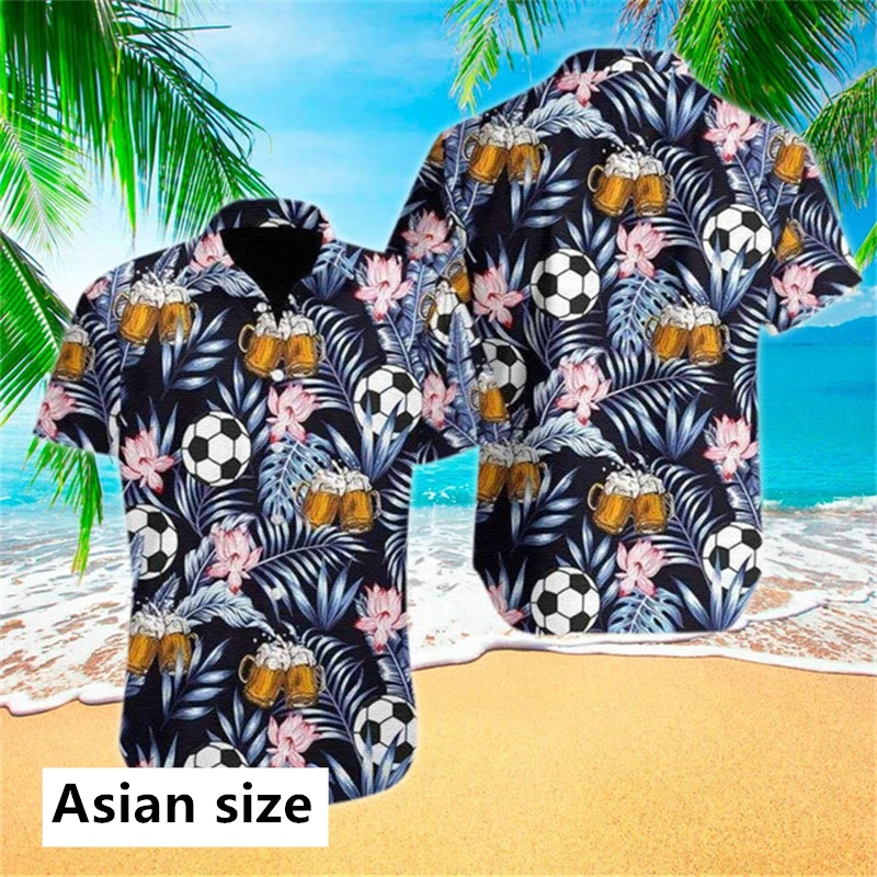 3D All Over Print Football Hawaiian Shirt For Men Women Streetwear Summer Casual Short Sleeves Aloha Shirts Sport Gym Men Tops