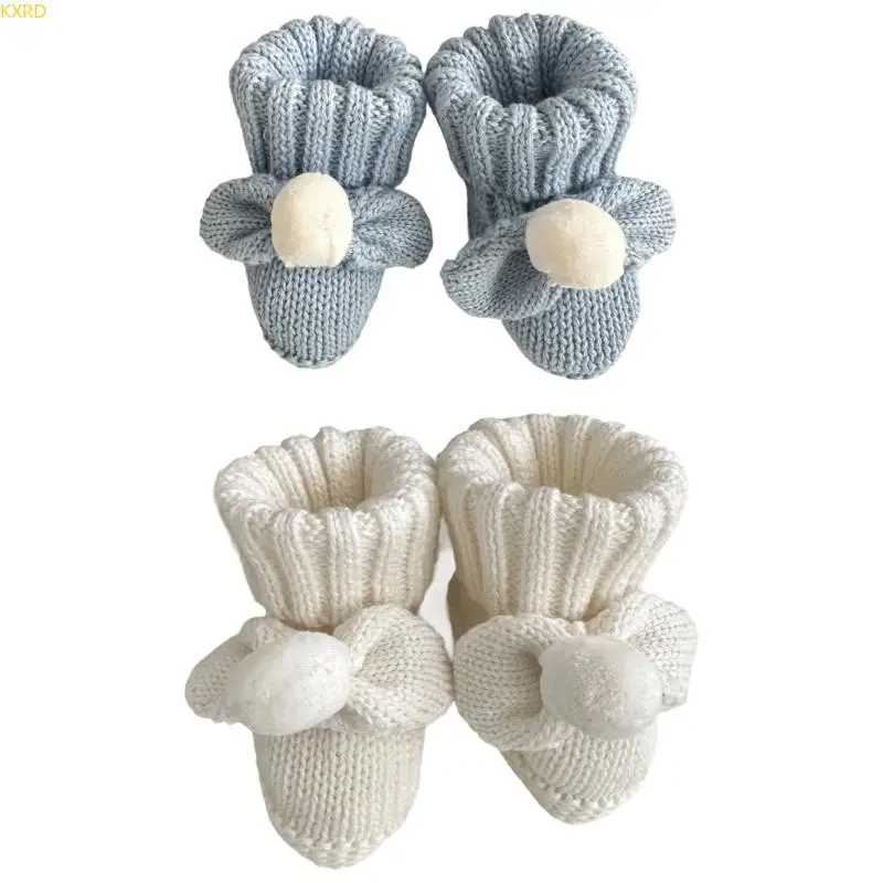 

Breathable Infant Socks Handmade Knitted Baby Shoes Gentle On Skin Blue Design