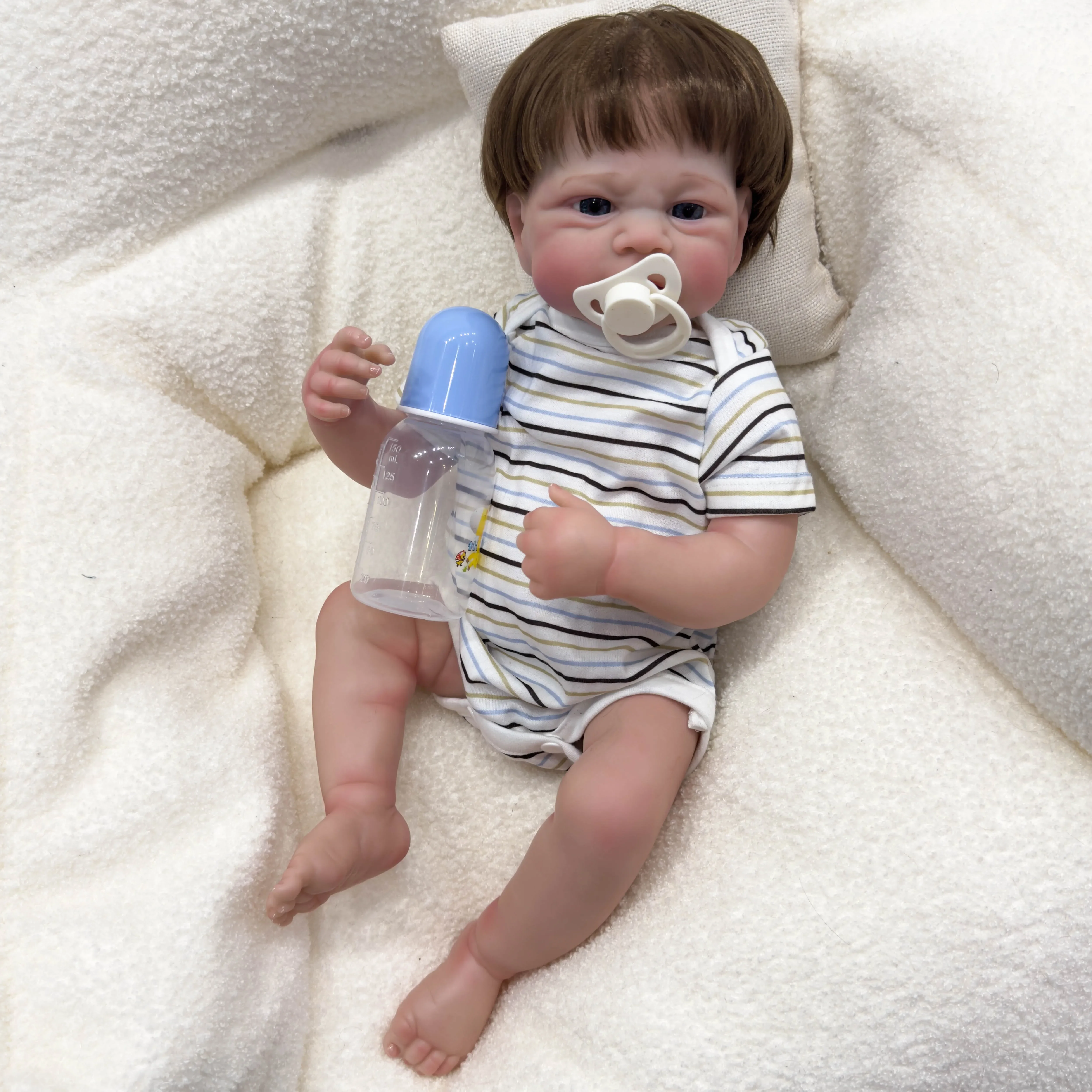 SINO-BB 19inch Full Vinyl Body Elijah Reborn Doll Lifelike Soft Touch Cuddly Baby Multiple Layers Painting 3D Skin