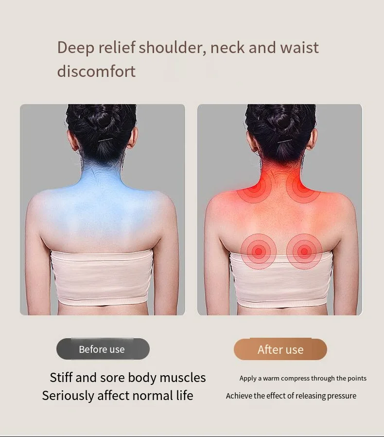 Masajeador corporal eléctrico Shiatsu para cabeza, cuello, tracción Cervical, almohada para espalda con dispositivo de masaje vibratorio con