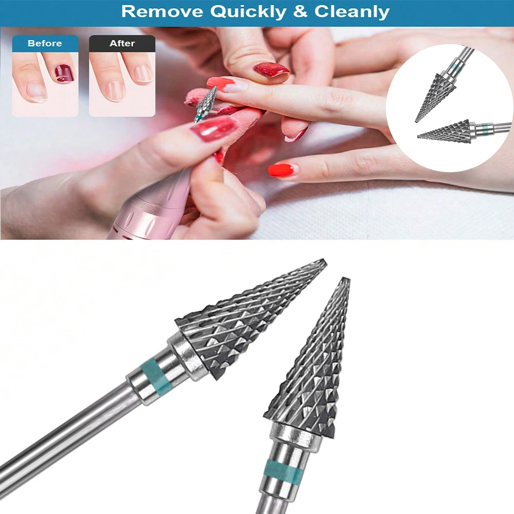 

2 шт., набор высококачественных металлических сверл для ногтей, ультра острые для точного маникюра/педикюра, с защитной крышкой