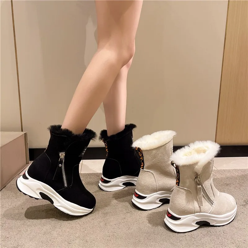 Warme Damen-Sneaker, neue modische Damenschuhe, flach und bequem, Schneestiefel, vielseitig, dicke Sohle, hohe Röhre, einfacher Freizeitschuh, Tênis