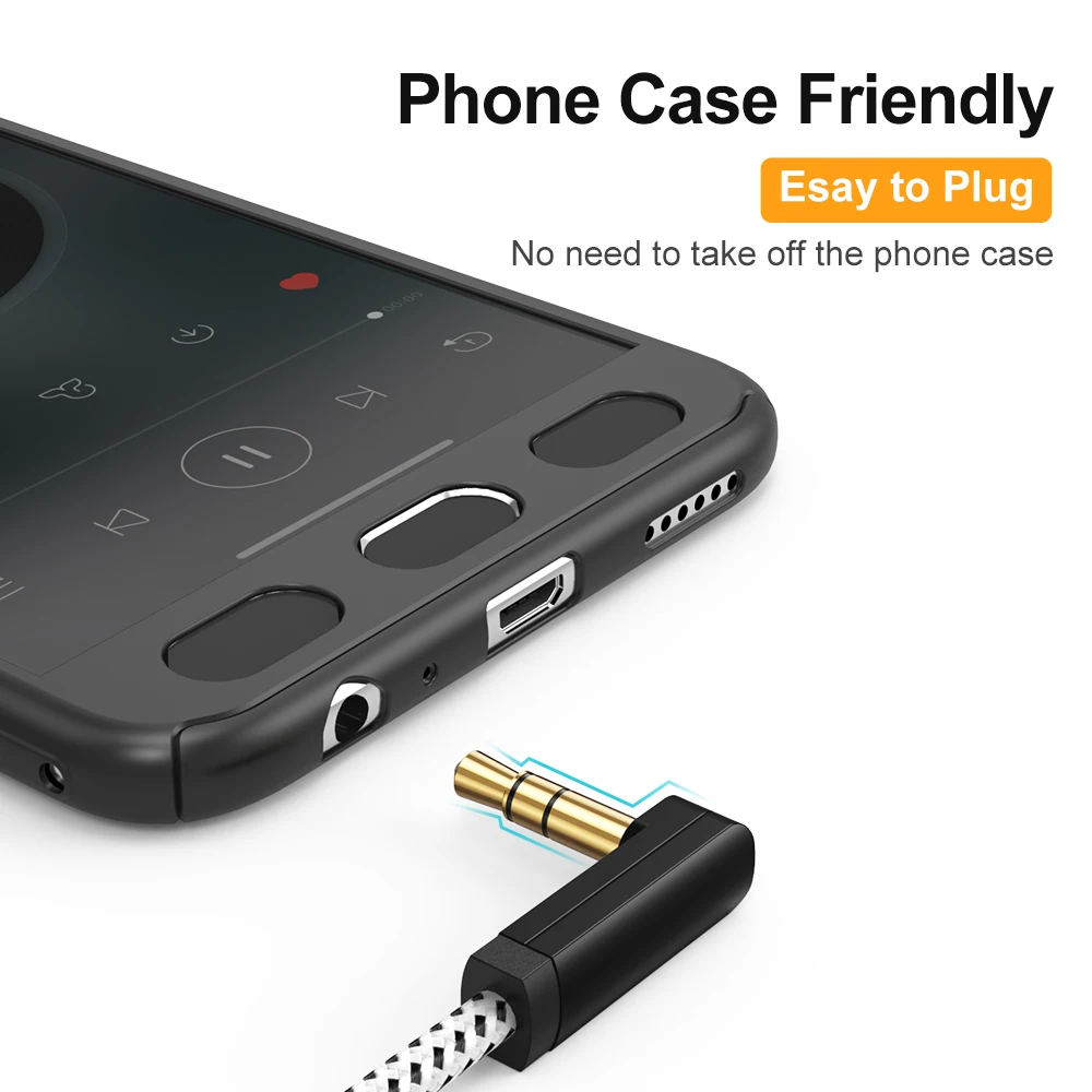 CableCreation 3.5 مللي متر الصوت كابل 90 درجة زاوية الذكور إلى الذكور Aux كابل للهواتف شاومي أقراص سماعات MP3 سيارة المنزل ستيريو