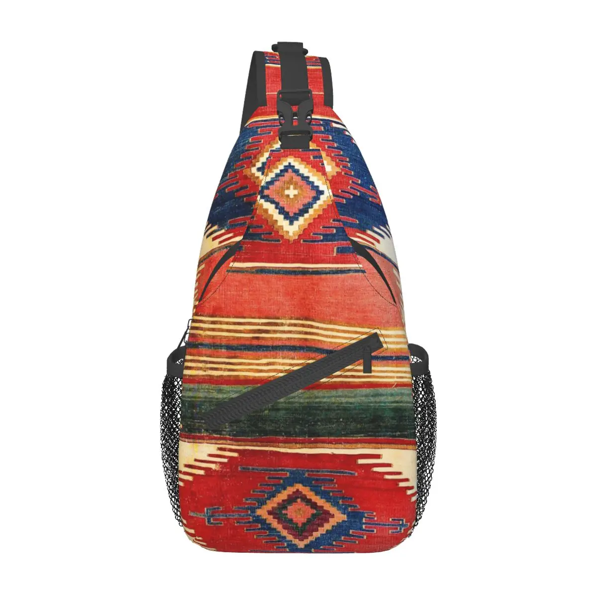 Aksaray Antique Turkish Kilim Sling Bags Chest Crossbody Shoulder Backpack Travel Hiking Daypacks Boho Ethnic Casual Satchel