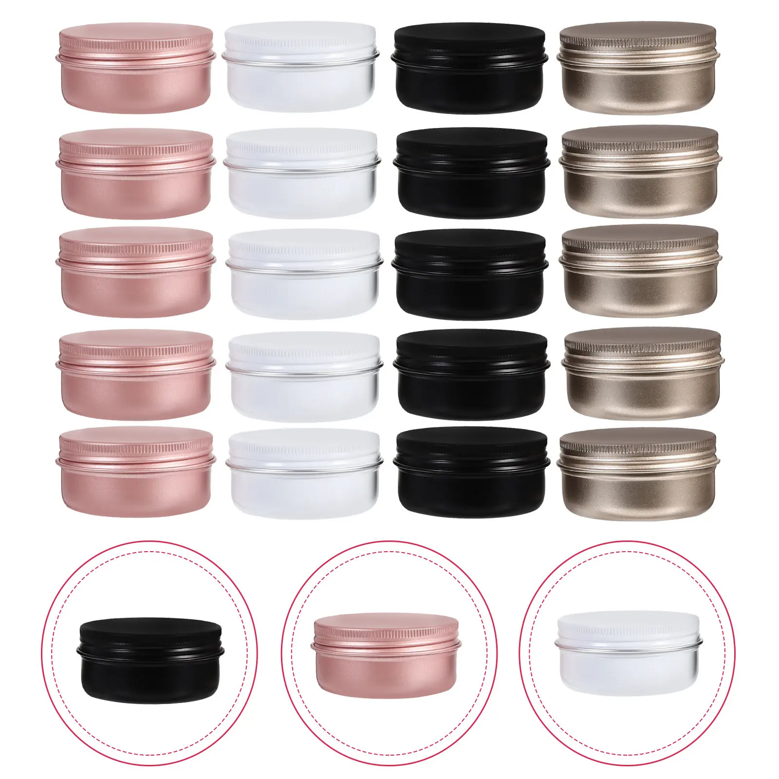 

20pcs Aluminum Jars Round Empty Tins Smooth Storage Cases For Candies Candles Diy Travel Gift Metal Cream Boxes