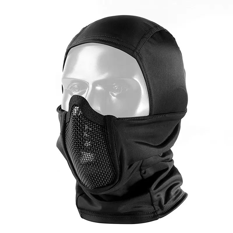 Set di equipaggiamento protettivo Airsoft maschera a rete a mezza faccia con protezione per le orecchie per bambini adulti Paintball Shooting CS