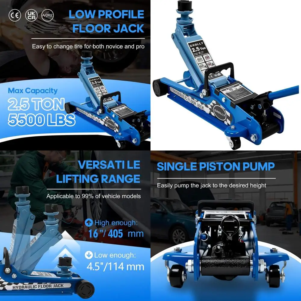 

Компактный гоночный домкрат 2,5 Т, стальной низкопрофильный, однопоршневой насос, подъемники 3,35-14,96 (синий)