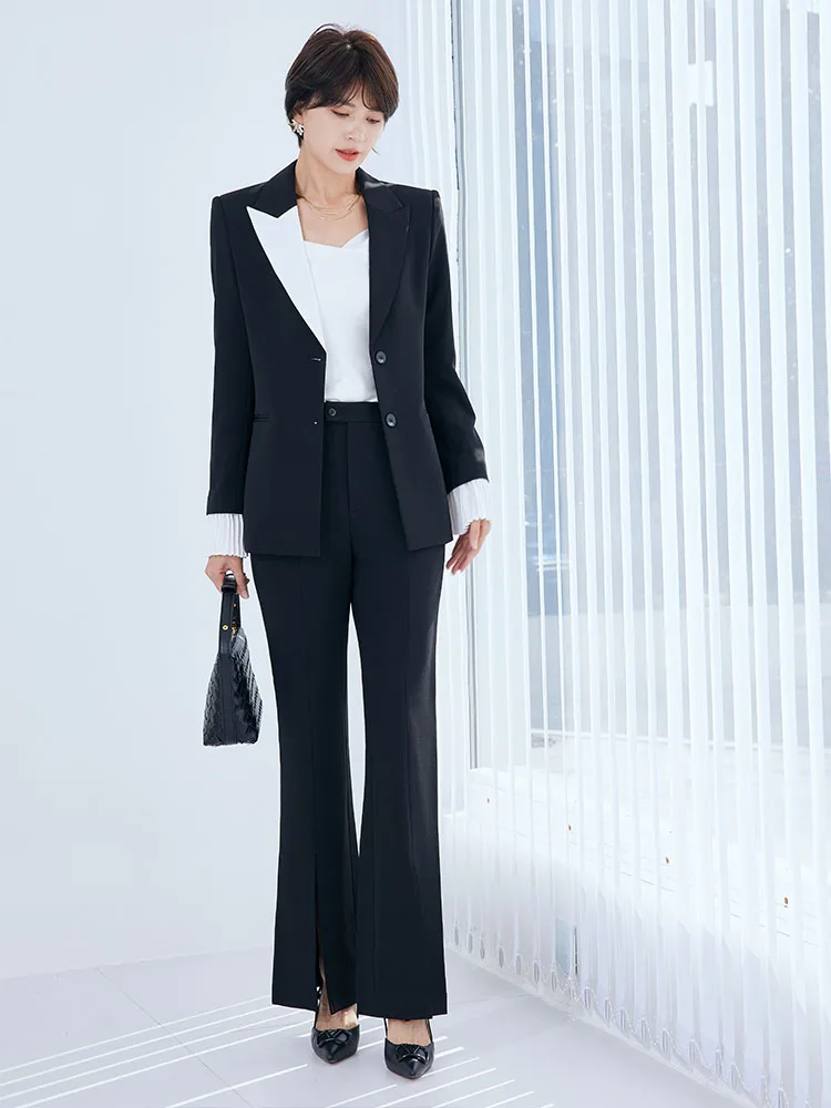Damski zestaw casualowy Qianfei Bla, nowa kolekcja wiosna 2024, lekka, elegancka odzież profesjonalna dla dojrzałych kobiet, garnitur w stylu zachodnim.