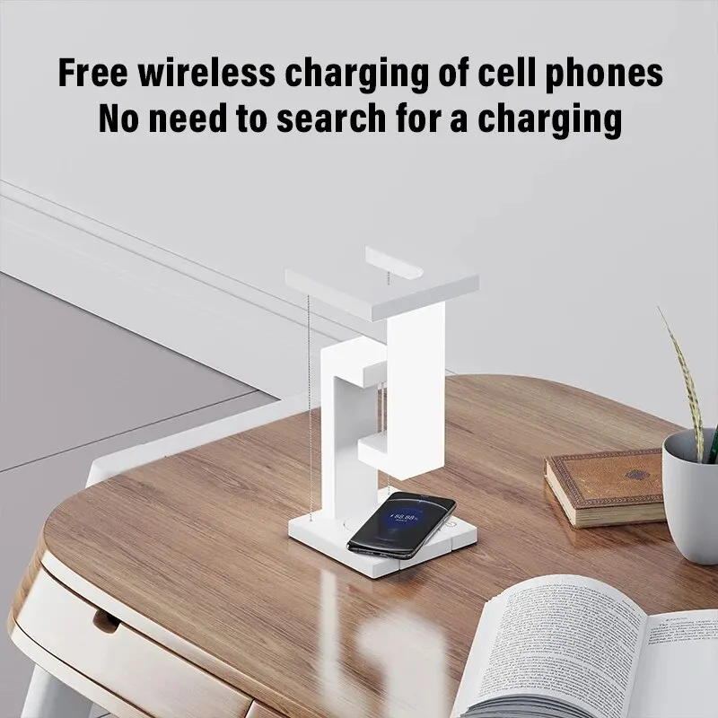 علقت مكافحة الجاذبية المحيطة ضوء غرفة نوم السرير مصباح الليل الصغيرة الهاتف المحمول شحن لاسلكي لمبة مكتب زخرفة الإبداعية