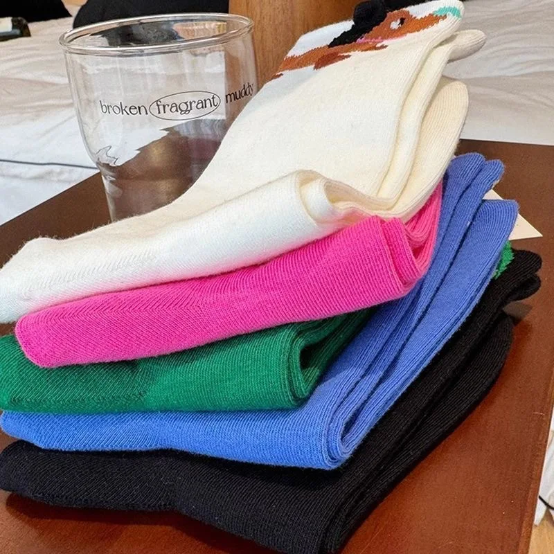 5 قطع من الجوارب الربيعية المطبوعة ثلاثية الأبعاد: جوارب للجنسين قابلة للتنفس مع تصميم كرتوني مرح، أزياء لطيفة ومتعددة الاستخدامات #5