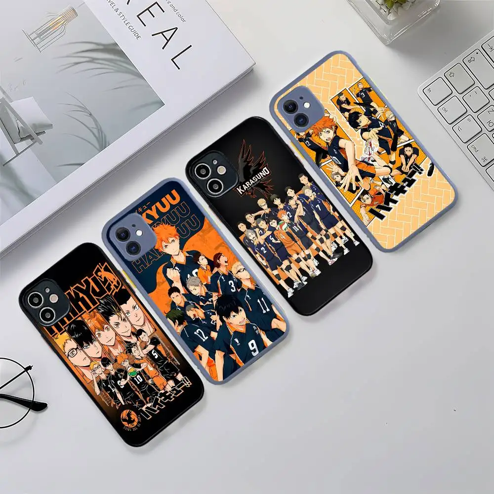 Haikyuu Karasuno الكرة الطائرة أنيمي جراب هاتف آيفون 14 11 12 13 Mini Pro Max 8 7 Plus X XR XS MAX غطاء شفاف غير لامع #2