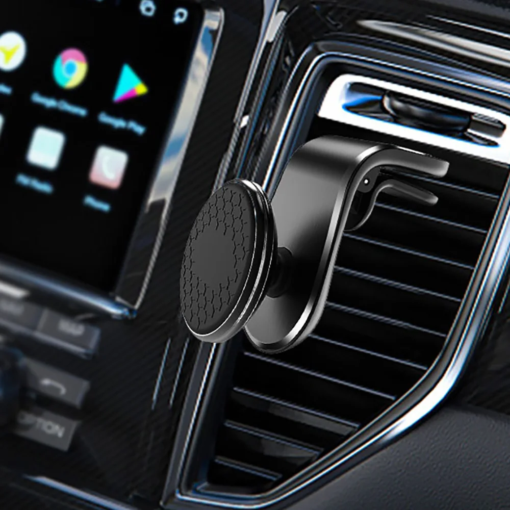 Air Vent Magnetic Car Phone Mount  Hook Clip Vents Car Holder 360 Rotate Air Outlet Bracket Curved Hook Car Navigation Mounts