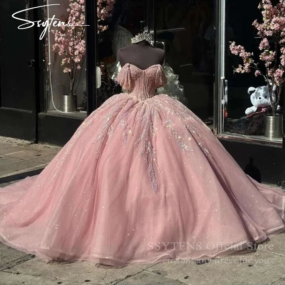 SSYTENS Vestido de Quinceañera de Lujo Color Rosa Carne, Vestidos de 15 Años, Vestido de Princesa Cenicienta Brillante, Personalizado