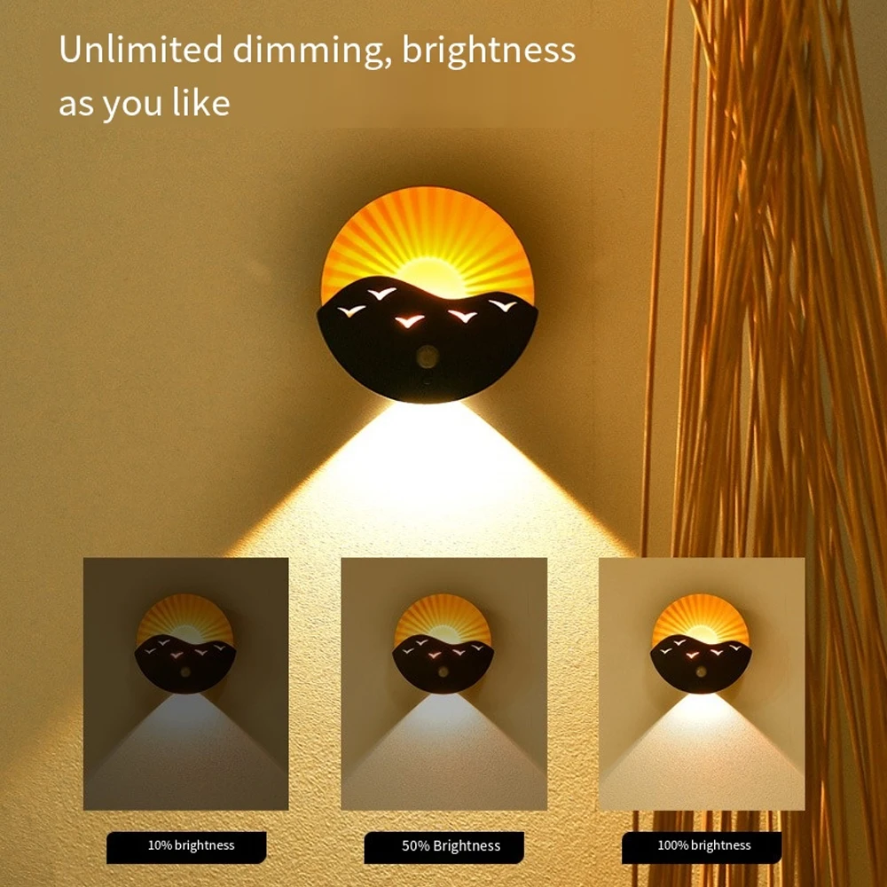 LED Night Light Wireless Remote Control & Motion Sensor Rechargeable Spotlight Hallway Stairs Living Room Wall Mounted Lighting