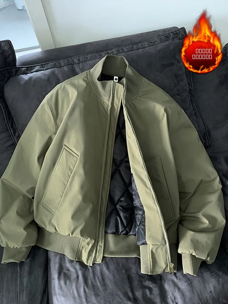 

Military een Bomber Flight Jaet Cotton Men's Autumn Winter Cotton Filled Windproof Waterproof Zipper Closure Cleanfit Sle