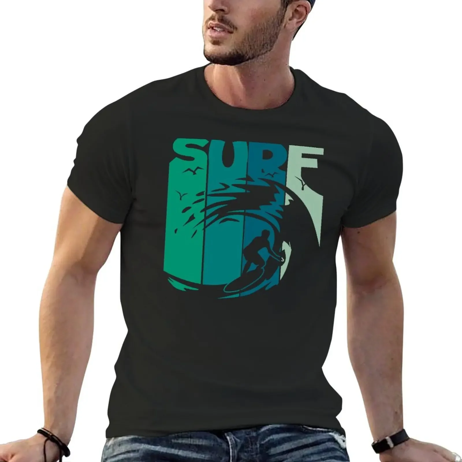 Vintage Style Surfer Shirt T-Shirt plus size clothes cute clothes workout shirts for men