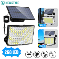 LED Solar Lights Outdoor Waterproof Human Motion Sensor Security Flood Wall Lamps For Garage Yard Deck Courtyard Garden
