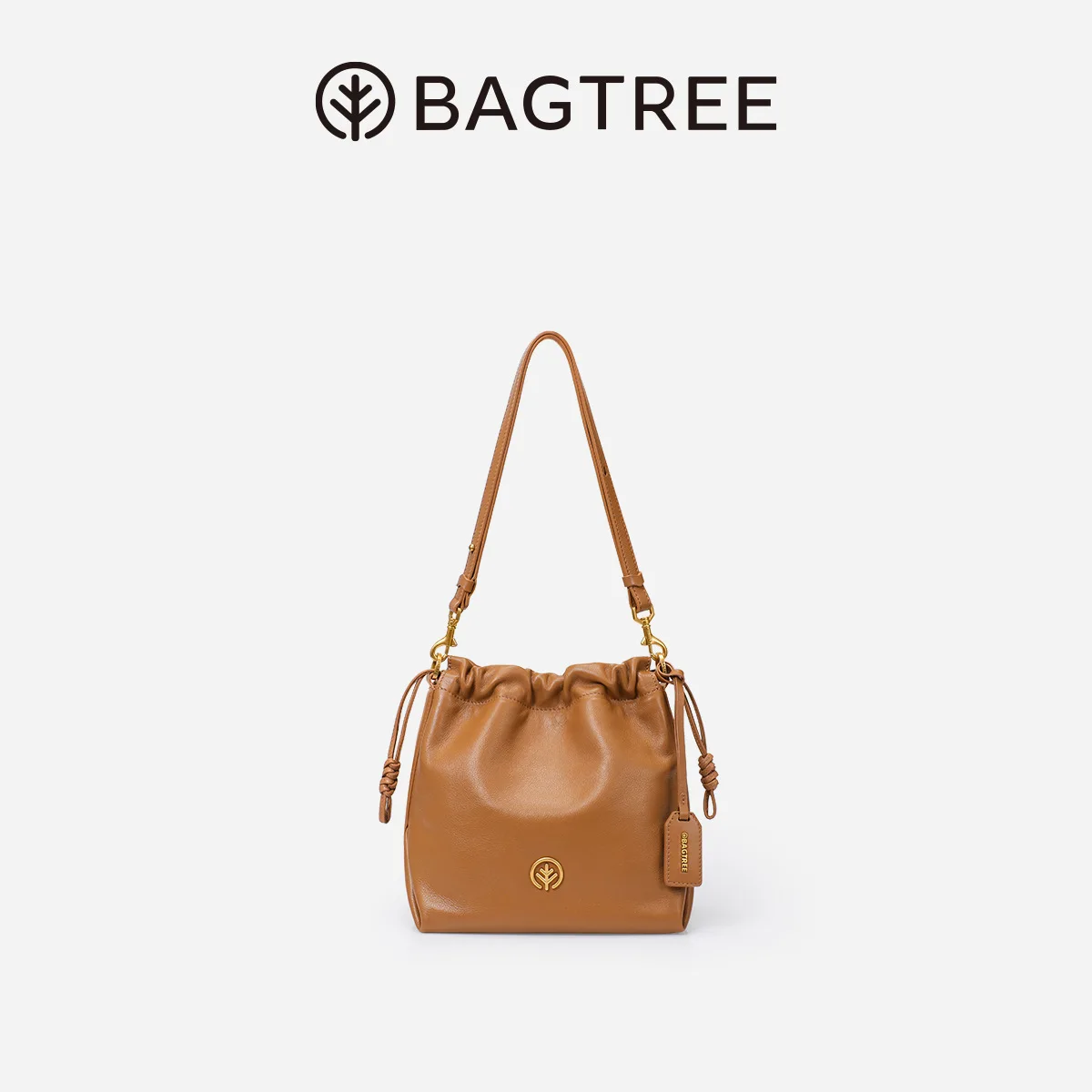 Bagtree 2025 Fashion Cloud Collection Bag Vegetable-Tanned Calfskin Drawstring Small Bucket Bag Commuter Crossbody Shoulder Bag