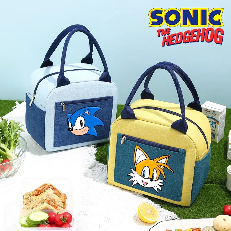 

Sonics Lunch Bag Thermal Cooler Bag Anime Figure Big Capacity Tote Bags School Portable Lunch Box Picnic Insulated Bag Kids Gift