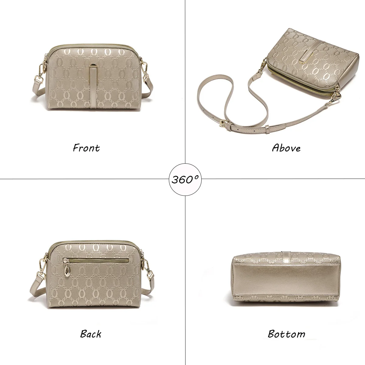 FOXER Split Leather Women's Crossbody Bag Classic Monogram Shoulder Bag Adjustable Strap Lady Purse For Daily Commute image 4