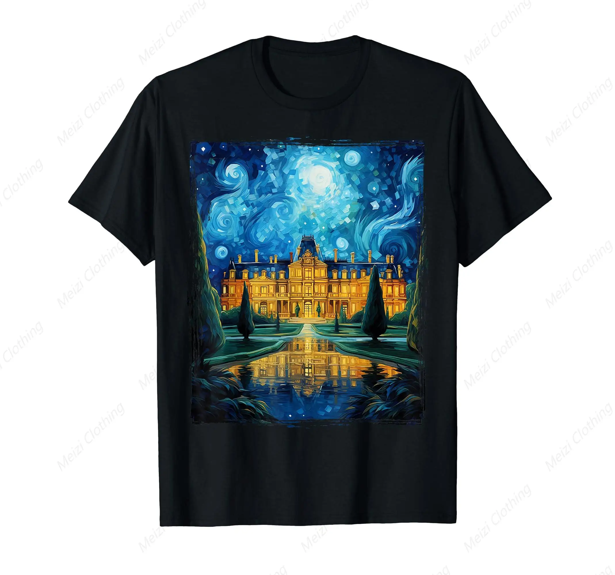 Palace Van Gogh Art French Men's T-shirt Fashion Cool Men's Cotton Gift Short Sleeve