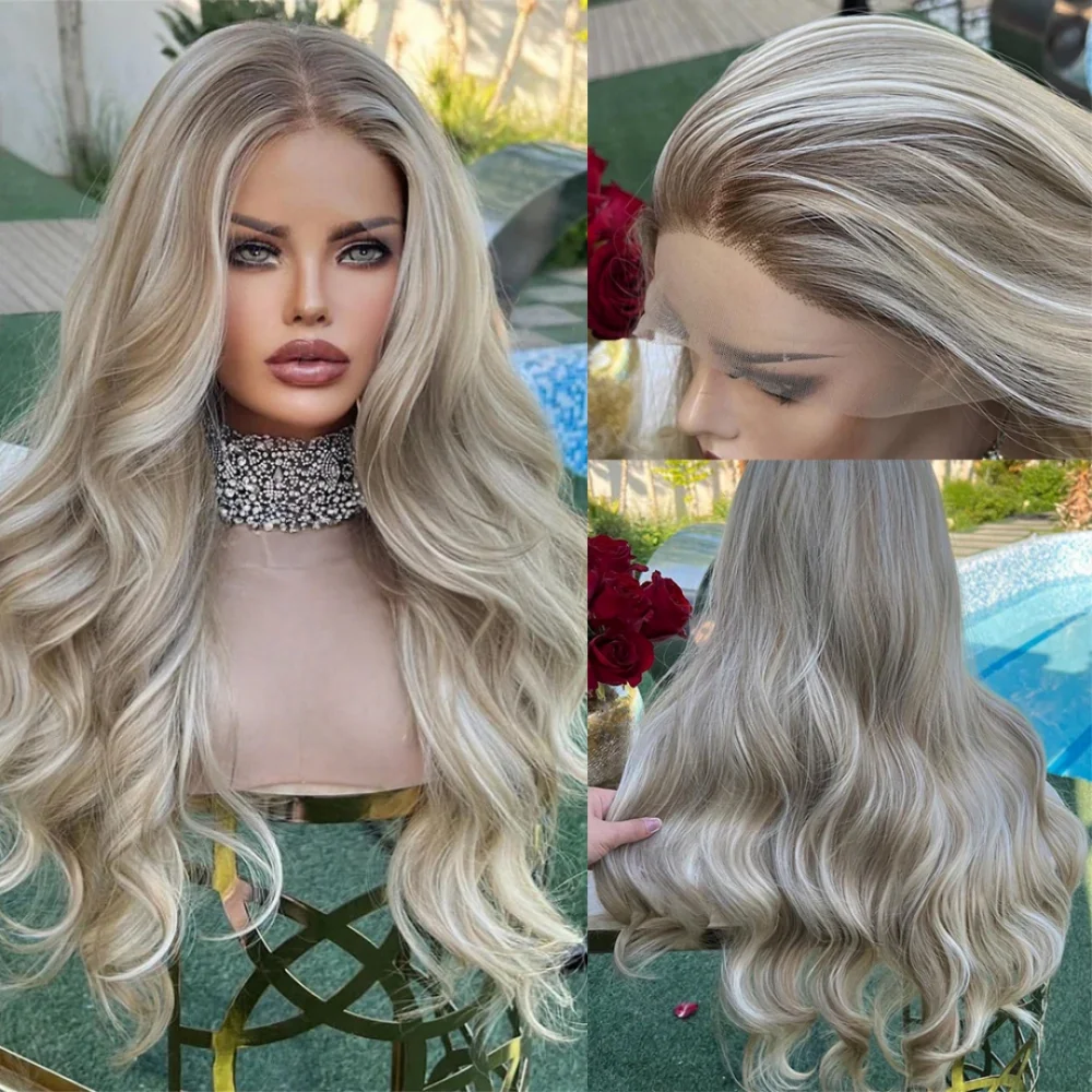 Soft 150 density and 13×4 Body Wave Highlight Blond 100%human hair wig lace front wig, with baby hair pre plucked view 2