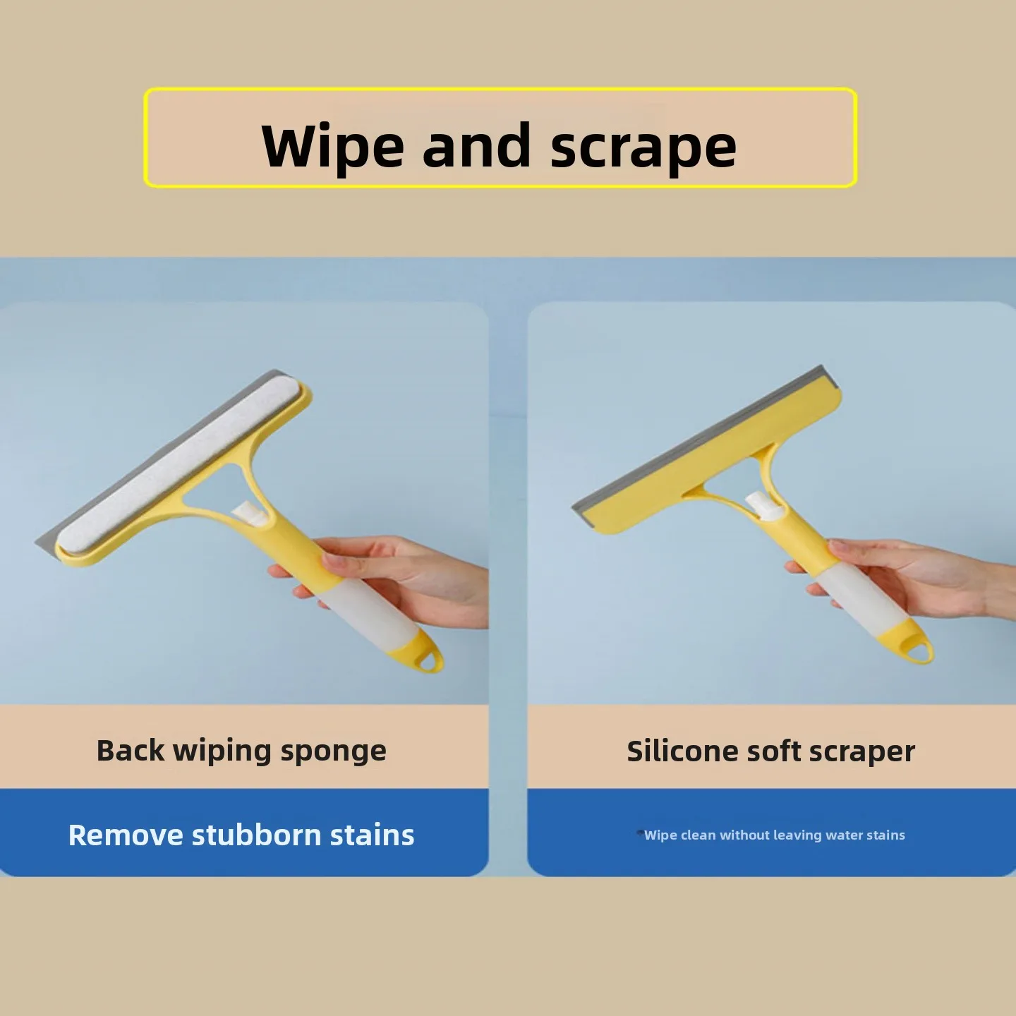 Wiper, glass cleaner, household with nozzle, double-sided wiping board without leaving marks, three-in-one glass brush