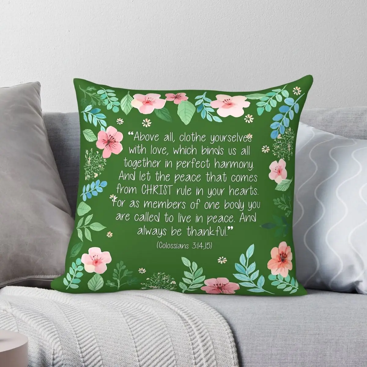Love Peace Harmony Colossians Pillowcase Polyester Linen Velvet Creative Zip Decor Throw Pillow Case Home Cushion Case 45x45