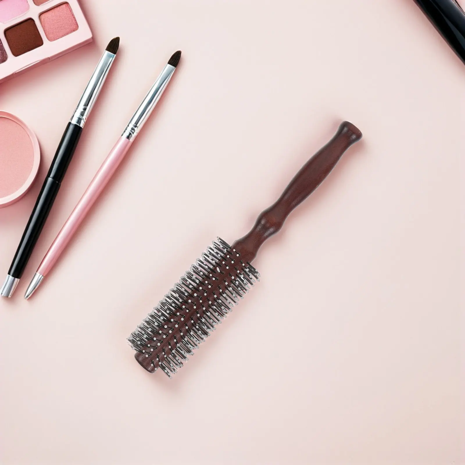 3Pcs Round Hair Brush Set Wood Handle Nylon Bristle Volumizing Styling Comb for Thick Hair Detangling Blowout Brush Home Travel