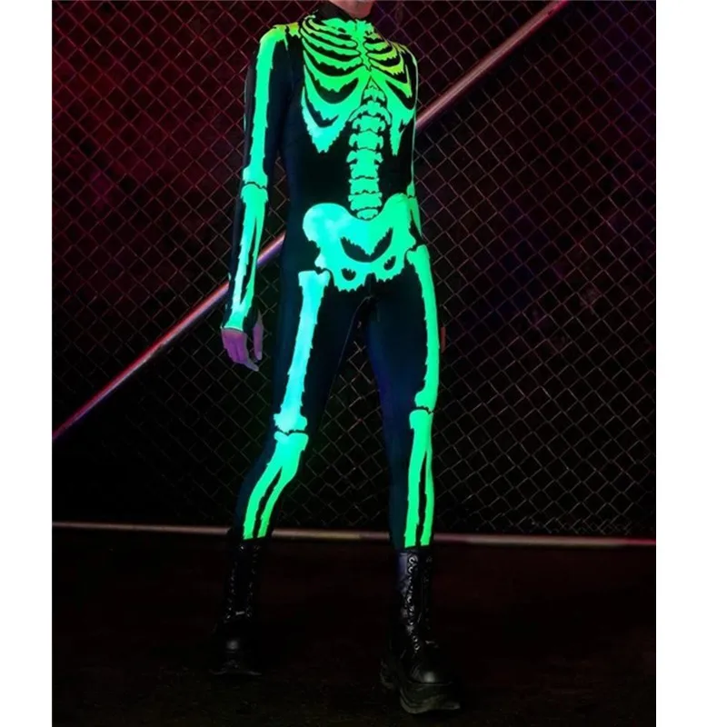 Halloween Rose Skeleton Cosplay Jumpsuit Women Sexy Scary Skull Ghost Specter Costume Girl Women Carnival Party Day of The Dead