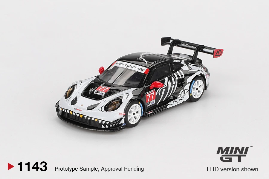 

МИНИГЦ 1/64 Porsche 911 GT3 R # 77 AO Racing 2025 IMSA Petit Le Mans MGT01143-CH автомобили из сплава, литая под давлением металлическая модель, детские игрушки для мальчиков