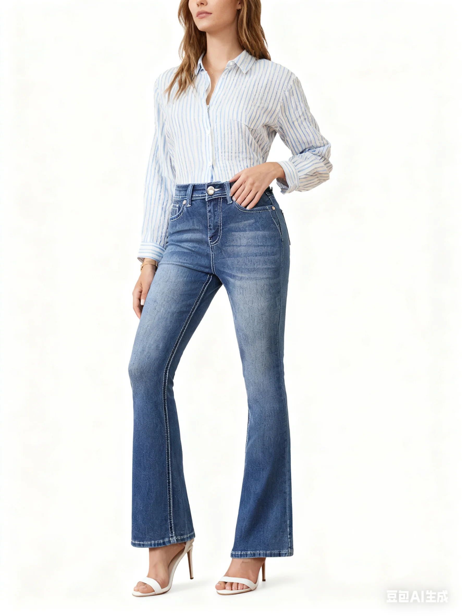 Slim Fit Flare Jeans für Damen, hochwertige Denim-Hosen, modische Damenbekleidung