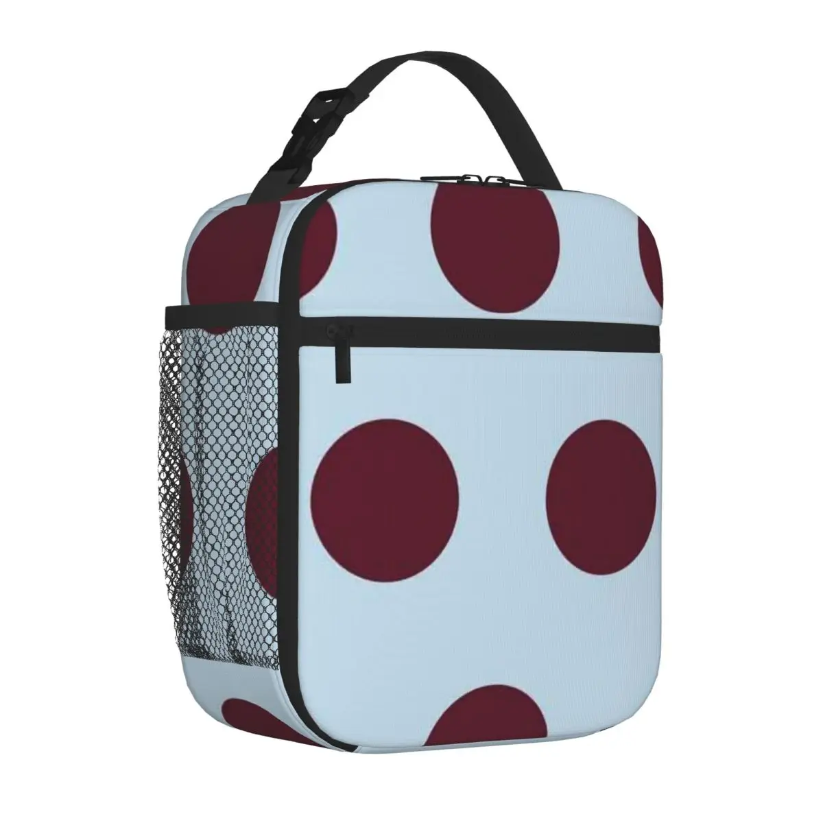 Bestselling Light Blue And Red Large Polka Dot Neutral Tone Travel Lunch Bag Hospital Visiting Kids Lunch Bag
