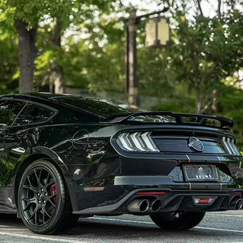 For Ford Mustang Coupe trunk, rear spoiler wings, ABS carbon black body sports modification kit, 2015, 2016, 2017, 2018, 2019