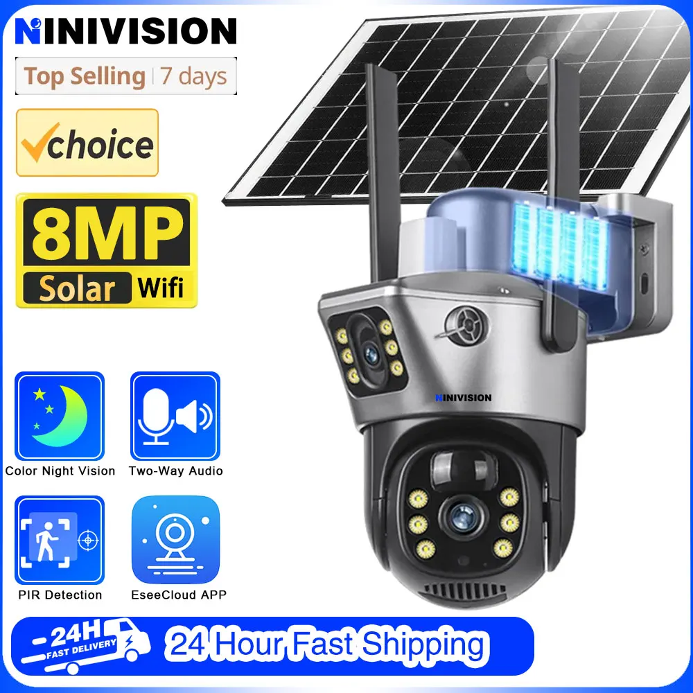 

8MP HD WiFi PTZ Camera Outdoor Wireless Solar IP Camera Built-in Battery Video Surveillance PTZ Camera Long Time Standby Sold