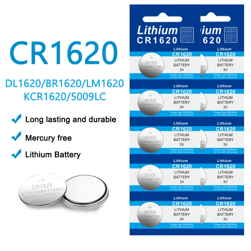 5-50PCS 3V CR1620 Lithium Button Battery DL1620 BR1620 ECR1620 5009LC LM1620 KCR1620 Coin Cell Watch Car Remote Batteries