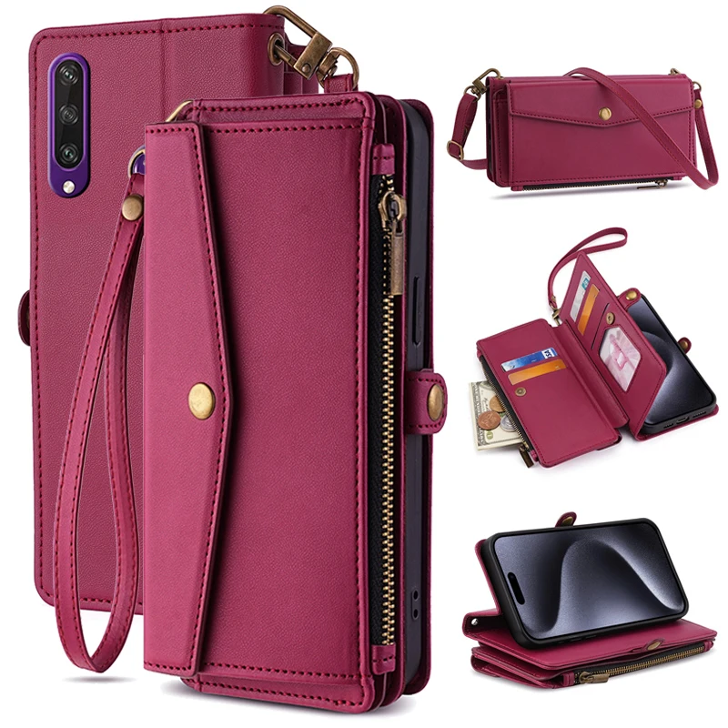 Zipper Leather Wallet Book Cover For Huawei Y70 Y8P Y8S Y9 Prime 2018 2019 Y9S Y9A Y70 Nova Y61 Y72 Y71 Y70 Plus Y90 Y91 Coque