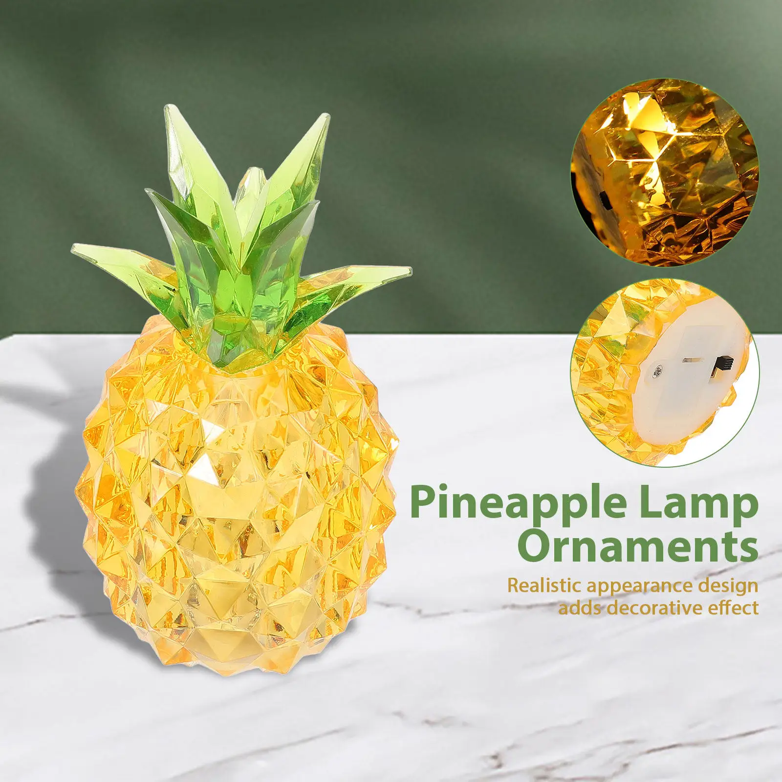 LED Pineapple Lamp Acrylic Desktop Night Light Decor for Indoor Outdoor Bar Bedroom Patio Bright Vibrant Ambient Glow