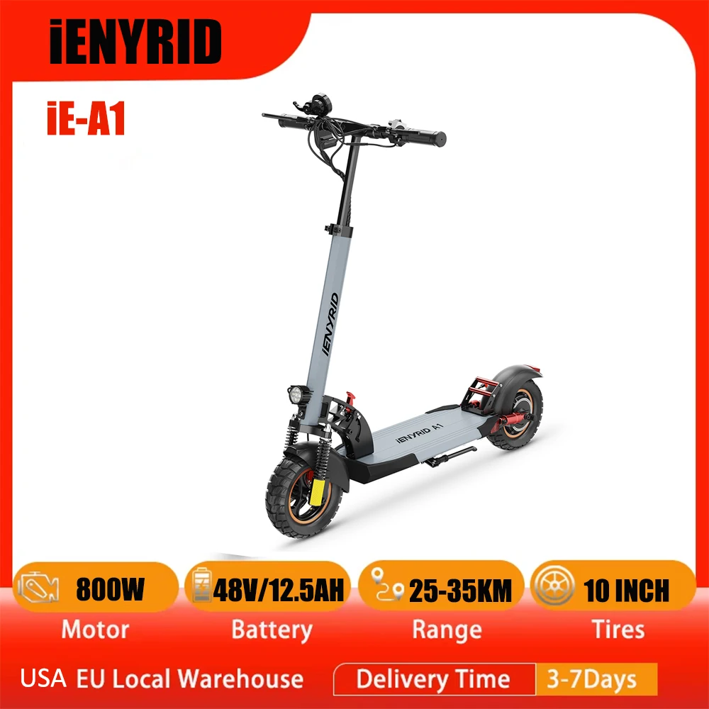 

Electric Scooter 800W Motor 25MPH & 20-30KM, 12.5Ah Large Battery, 10" Tire Folding E Scooter Mulitiple Suspension, Dual Braking