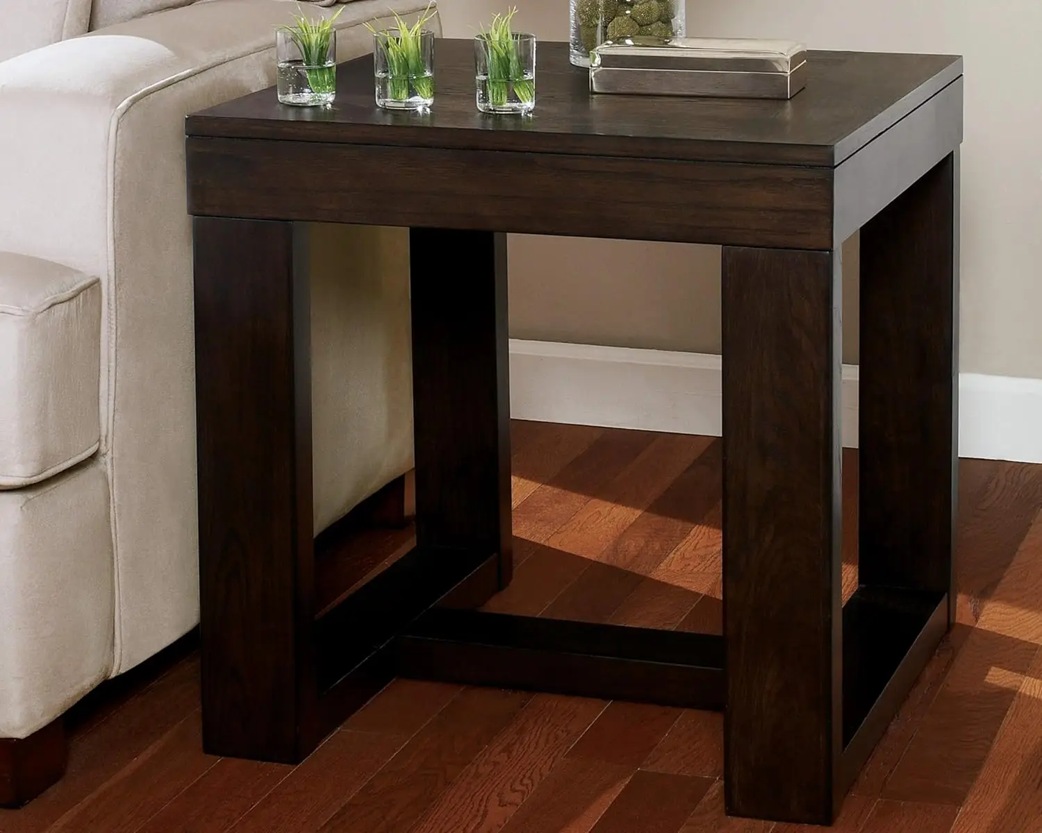 

Oversized Square End Table, Dark Brown
