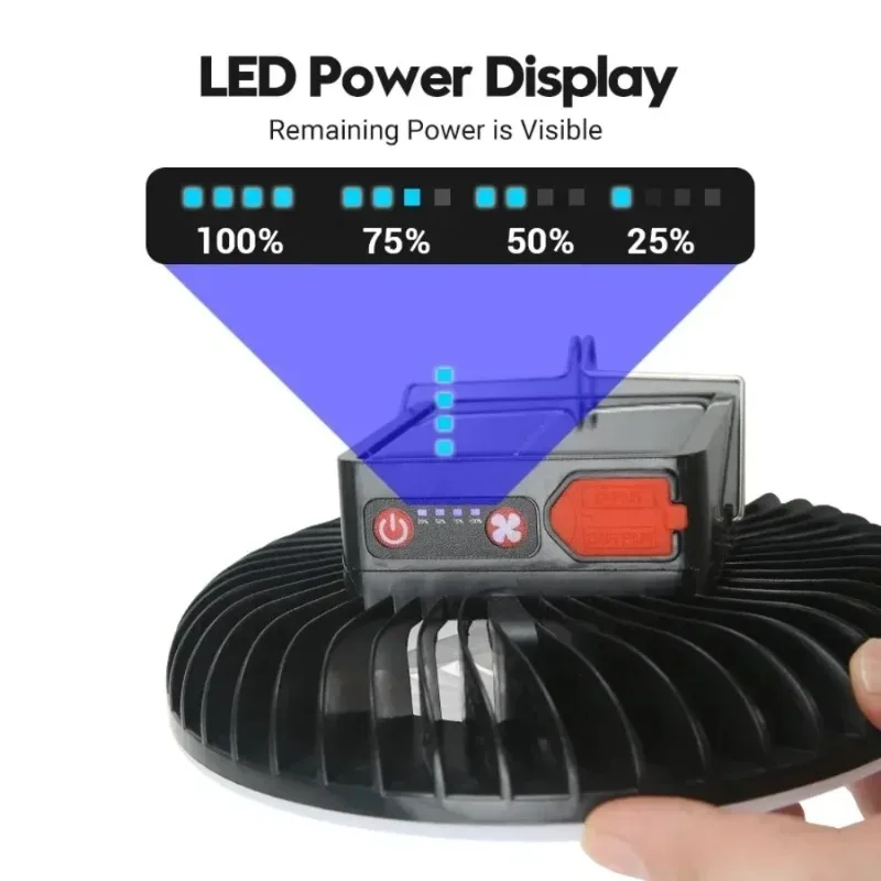 Ventilateur de Camping solaire multifonctionnel, 2400mAh, chargeur USB, ventilateur de plafond électrique Portable sans fil avec batterie externe, lumière LED
