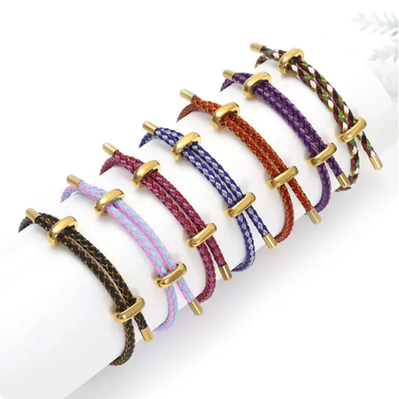 Adjustable Top Quality Women Girls Stainless Steel Braided Rope Bracelets Fashion Simple Lucky Rope Bracelets Couple Bracelets