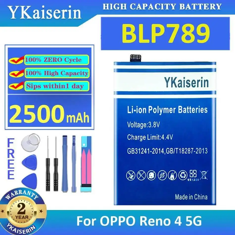 

Mobile Phone Battery 2500Mah BLP789 Stable For Oppo Reno 4 5G