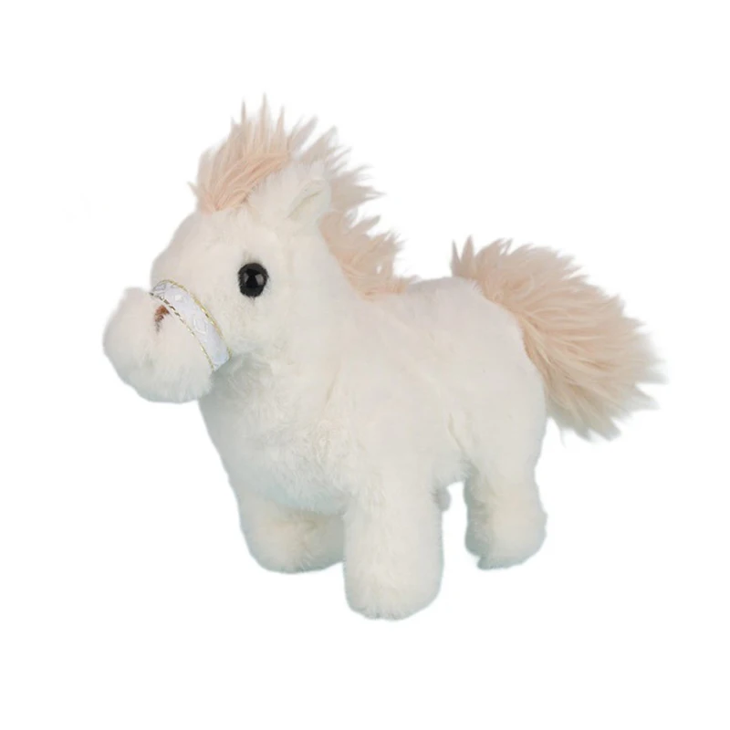 1 sztuka realistycznej elektrycznej zabawki robota chodzącego i kiwającego ogonem, koniki z ruchami, elektryczny pluszowy poni dla dzieci.