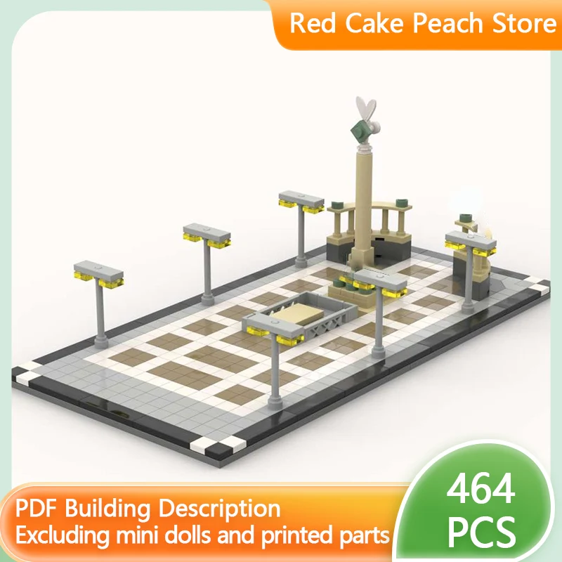 

City Street View Model MOC Building Bricks Square With Statues Modular Technology Children Holiday Gifts Assemble Toys Suit