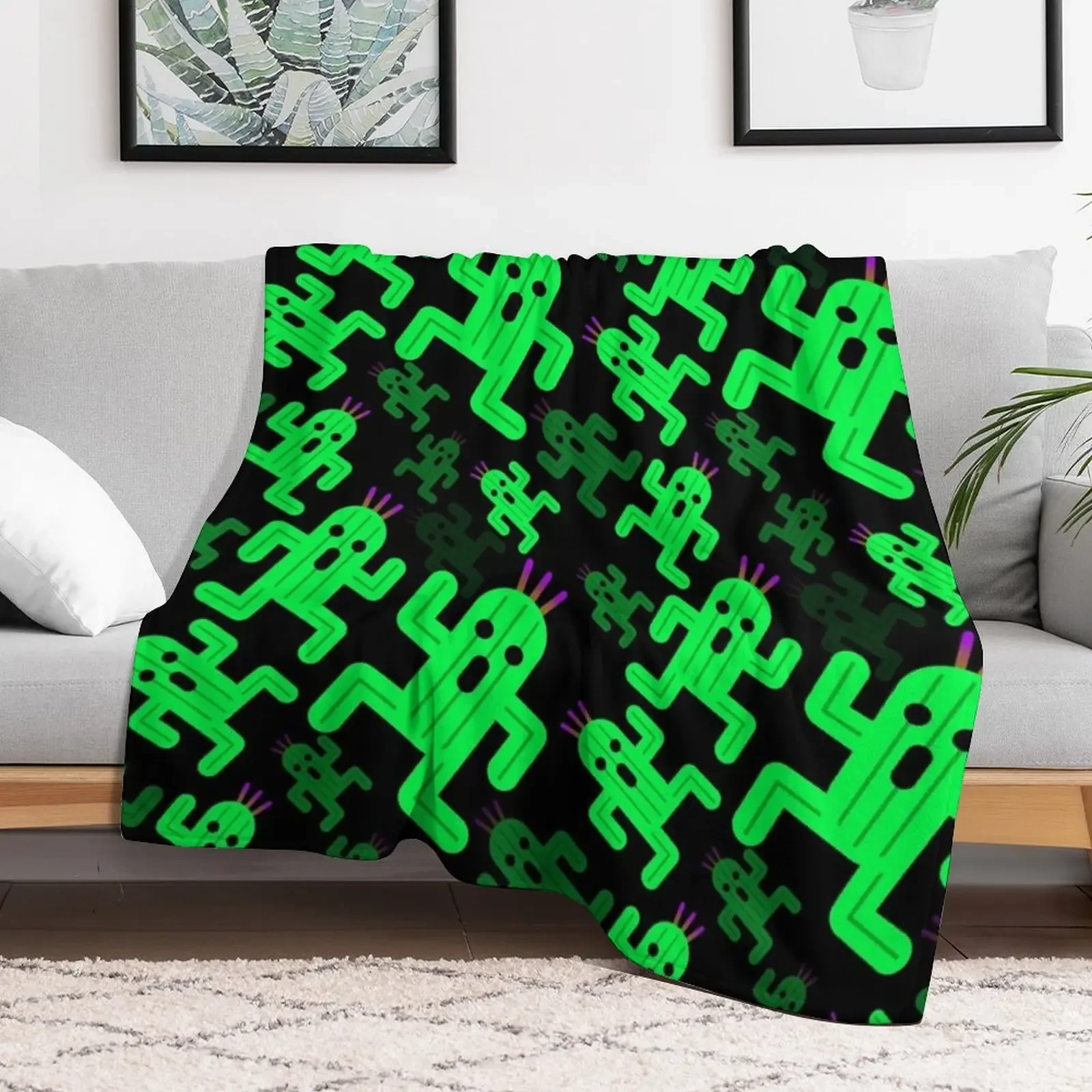 Cactuar Pattern Throw Blanket cosplay anime Giant Sofa manga Blankets