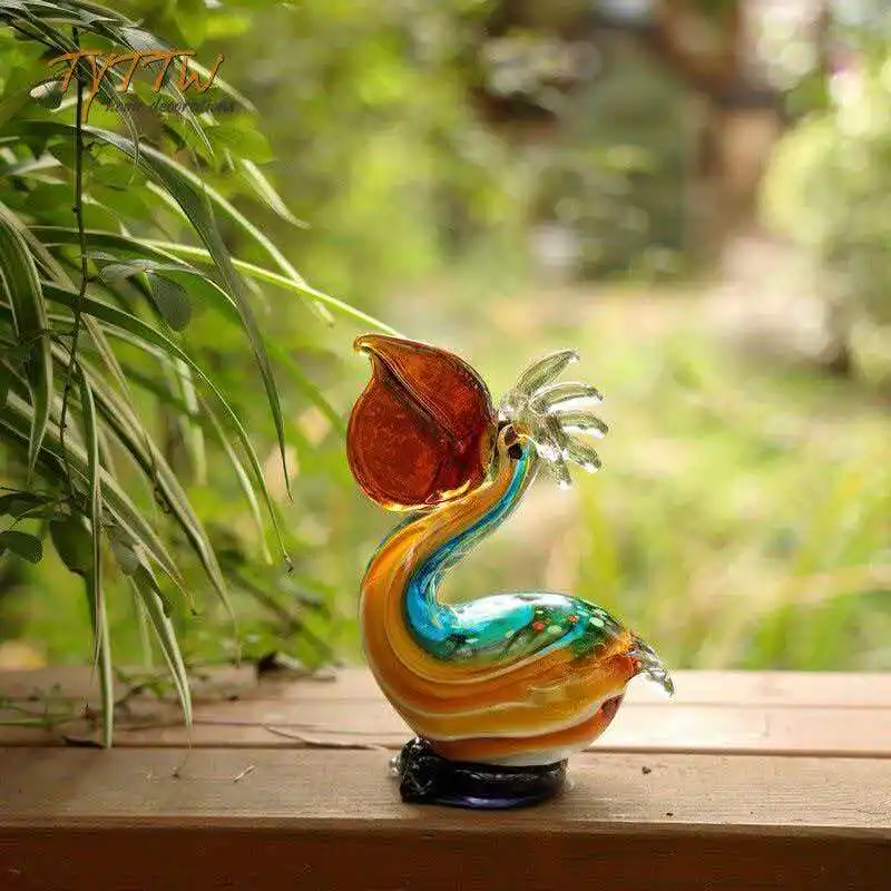 Creative Glass Bird Figurines Cute Bird Animal Home Decoration Bedroom Ornament Handmade Colored Glaze Miniatures