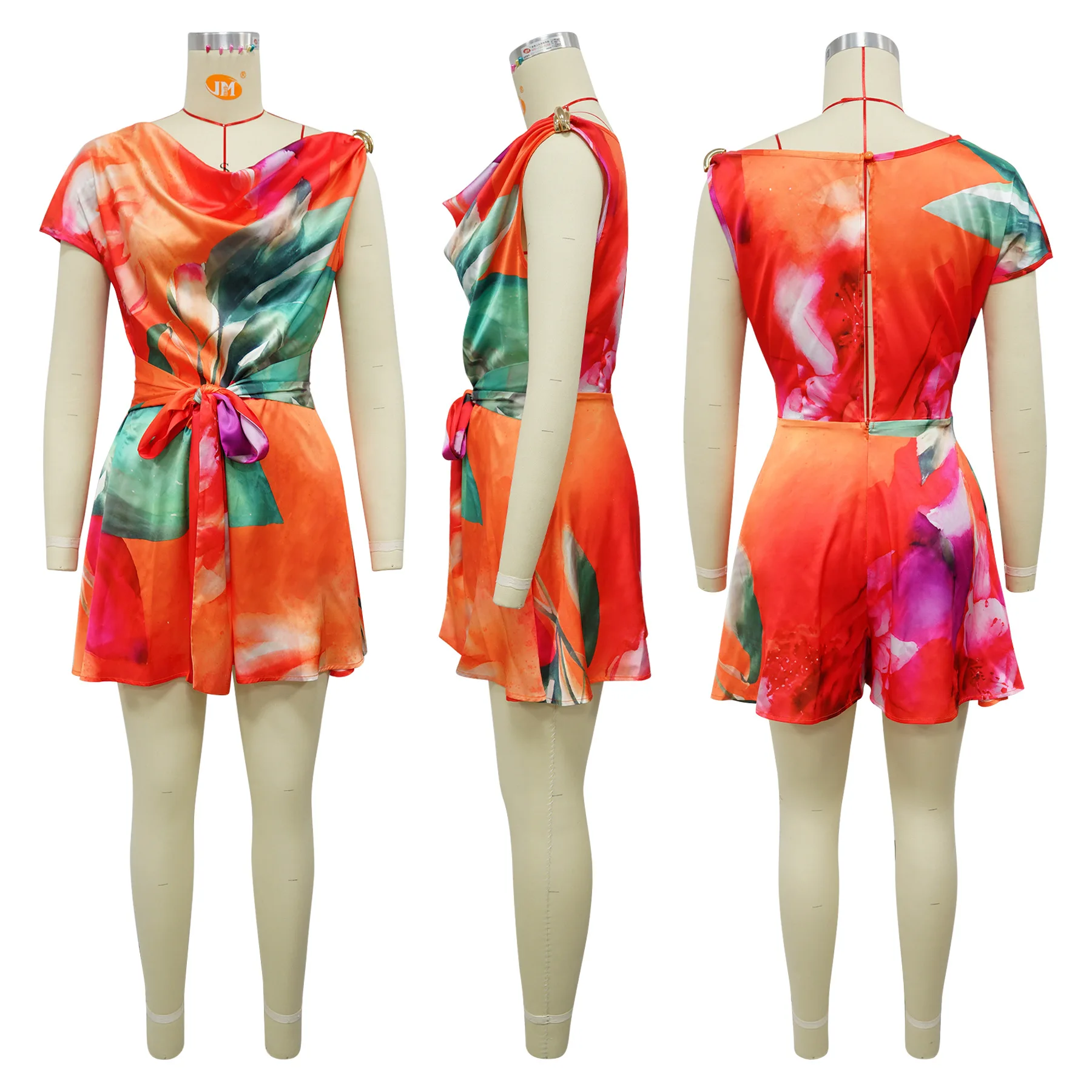 Playsuits Women One Piece Sleeveless Overalls Short Pants High Waist Rompers Y2k Streetwear Lace Up Casual Print Elegant 2025