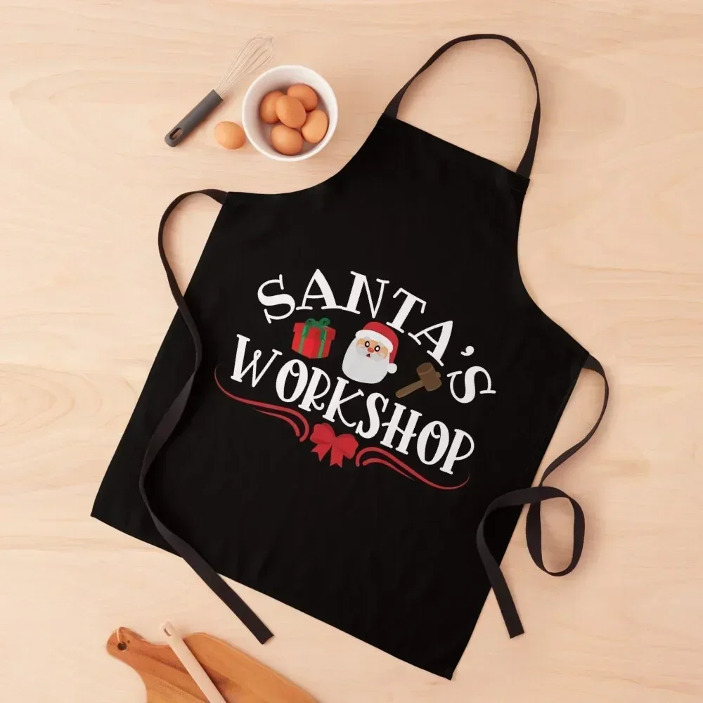 

Santa's Workshop Apron Customizable Home Cleaning Cute Kitchen Apron